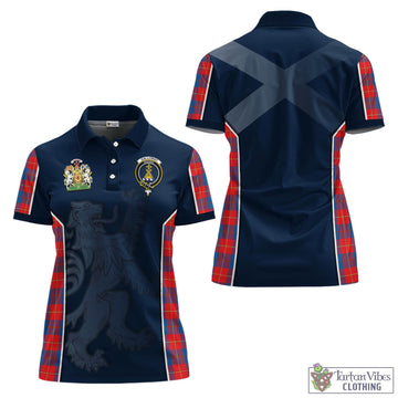 Galloway Red Tartan Women's Polo Shirt with Family Crest and Lion Rampant Vibes Sport Style