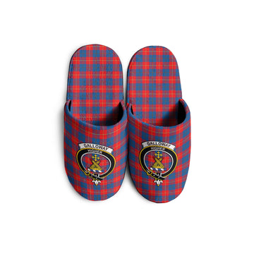 Galloway Red Tartan Home Slippers with Family Crest