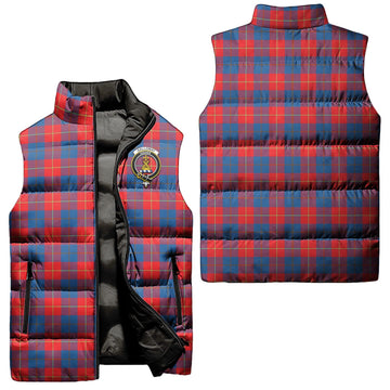 Galloway Red Tartan Sleeveless Puffer Jacket with Family Crest