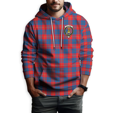 Galloway Red Tartan Hoodie with Family Crest