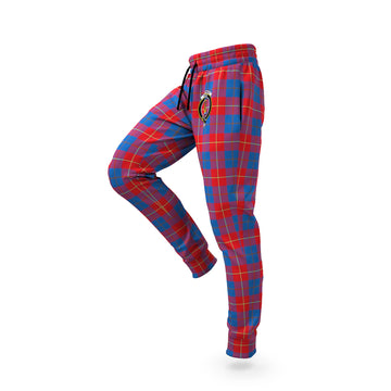Galloway Red Tartan Joggers Pants with Family Crest