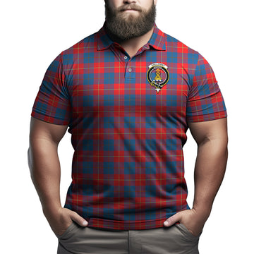 Galloway Red Tartan Men's Polo Shirt with Family Crest