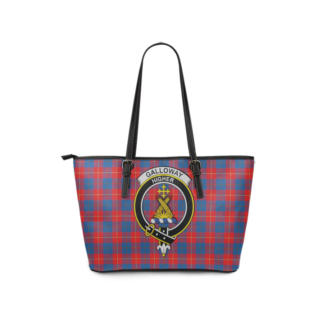 galloway-red-tartan-leather-tote-bag-with-family-crest