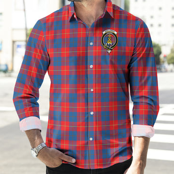 Galloway Red Tartan Long Sleeve Button Up Shirt with Family Crest