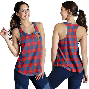 Galloway Red Tartan Women Racerback Tanks with Family Crest