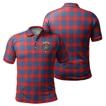 Galloway Red Tartan Men's Polo Shirt with Family Crest