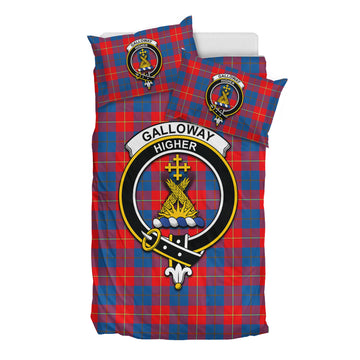 Galloway Red Tartan Bedding Set with Family Crest