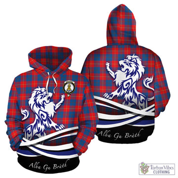 Galloway Red Tartan Hoodie with Alba Gu Brath Regal Lion Emblem