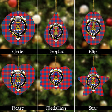 Galloway Red Tartan Christmas Ornaments with Family Crest