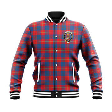 Galloway Red Tartan Baseball Jacket with Family Crest