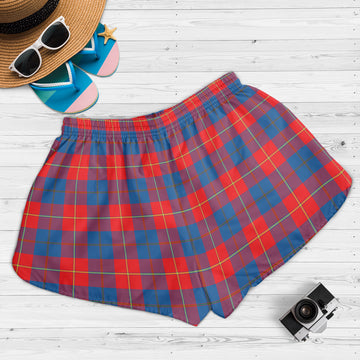 Galloway Red Tartan Womens Shorts with Family Crest