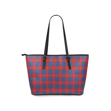 Galloway Red Tartan Leather Tote Bag