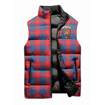 Galloway Red Tartan Sleeveless Puffer Jacket with Family Crest