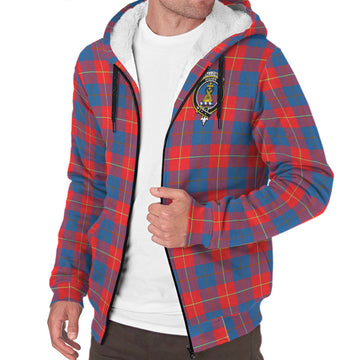 Galloway Red Tartan Sherpa Hoodie with Family Crest