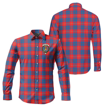 Galloway Red Tartan Long Sleeve Button Up Shirt with Family Crest