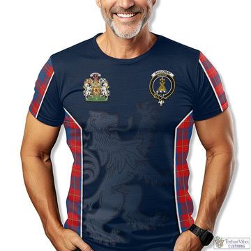 Galloway Red Tartan T-Shirt with Family Crest and Lion Rampant Vibes Sport Style