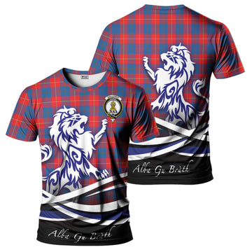 Galloway Red Tartan T-Shirt with Alba Gu Brath Regal Lion Emblem