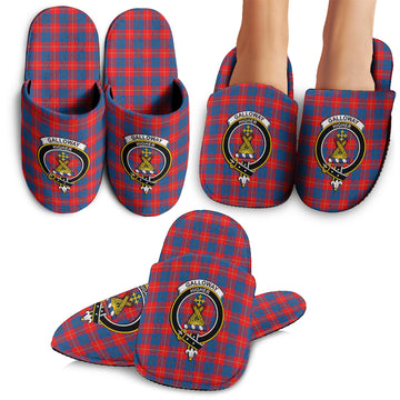 Galloway Red Tartan Home Slippers with Family Crest