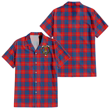 galloway-red-tartan-short-sleeve-button-down-shirt-with-family-crest