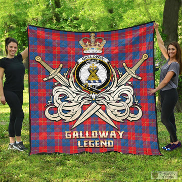 Galloway Red Tartan Quilt with Clan Crest and the Golden Sword of Courageous Legacy