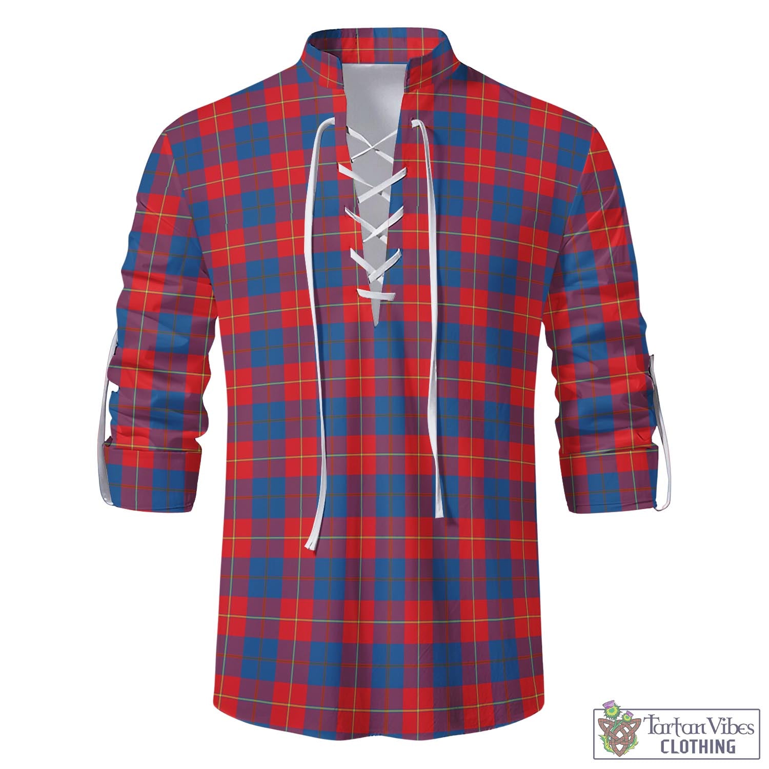 Tartan Vibes Clothing Galloway Red Tartan Men's Scottish Traditional Jacobite Ghillie Kilt Shirt