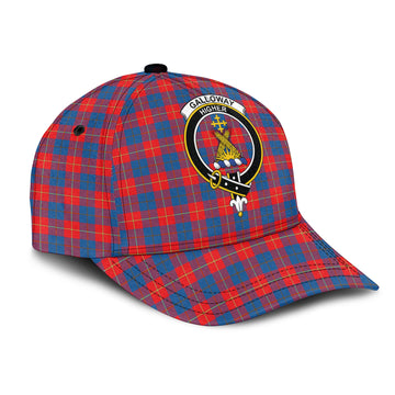 Galloway Red Tartan Classic Cap with Family Crest