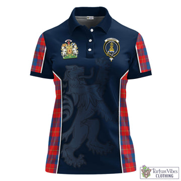 Galloway Red Tartan Women's Polo Shirt with Family Crest and Lion Rampant Vibes Sport Style