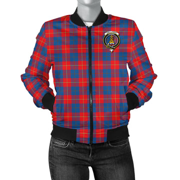 Galloway Red Tartan Bomber Jacket with Family Crest