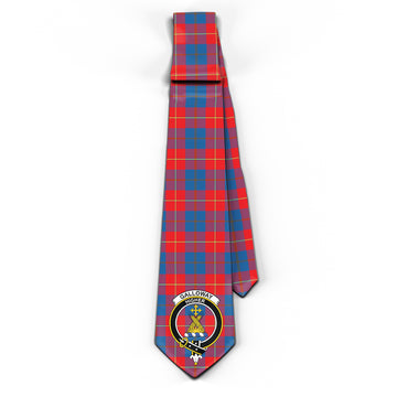 Galloway Red Tartan Classic Necktie with Family Crest