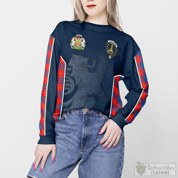 Galloway Red Tartan Sweater with Family Crest and Lion Rampant Vibes Sport Style