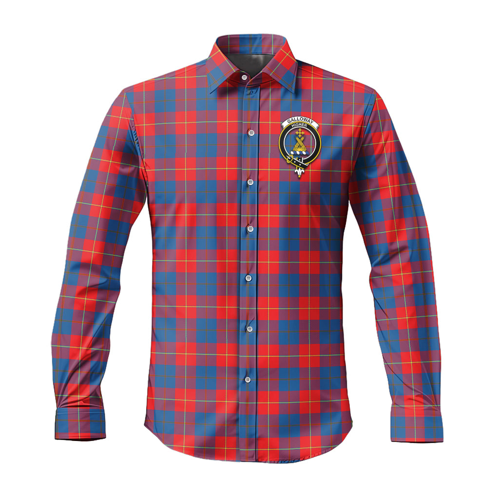 galloway-red-tartan-long-sleeve-button-up-shirt-with-family-crest