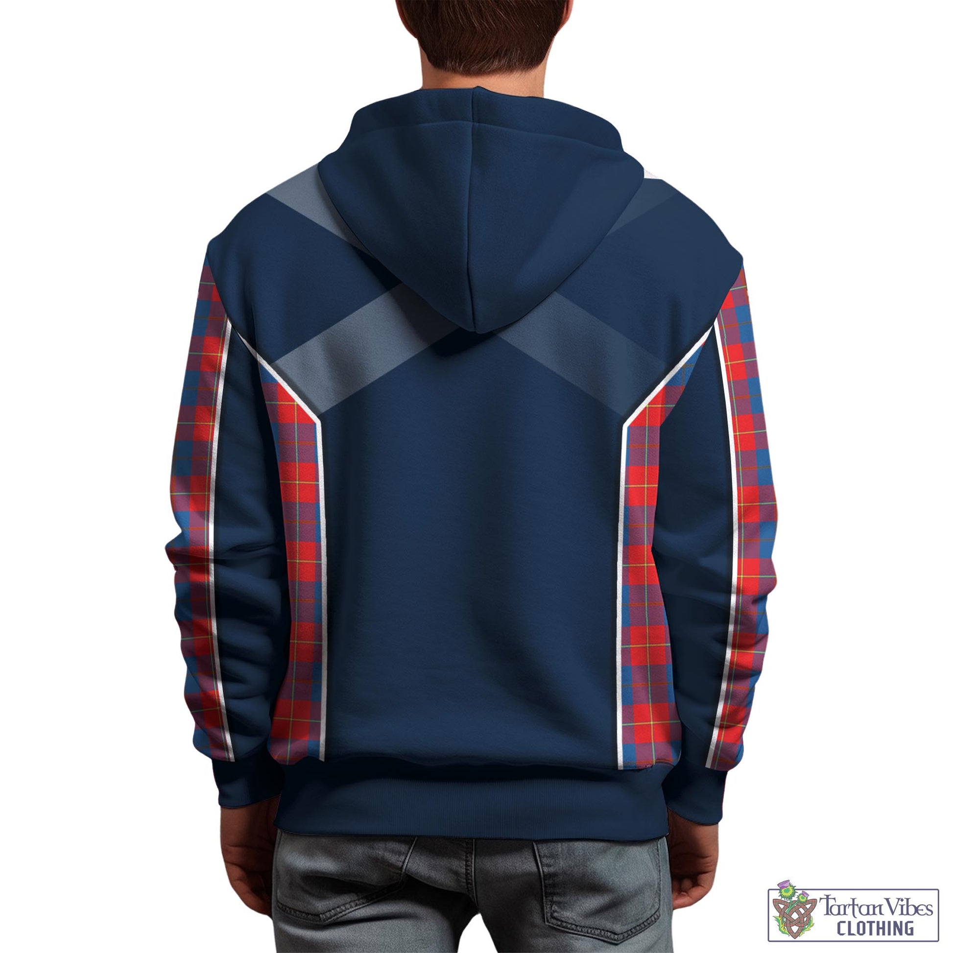 Tartan Vibes Clothing Galloway Red Tartan Hoodie with Family Crest and Lion Rampant Vibes Sport Style