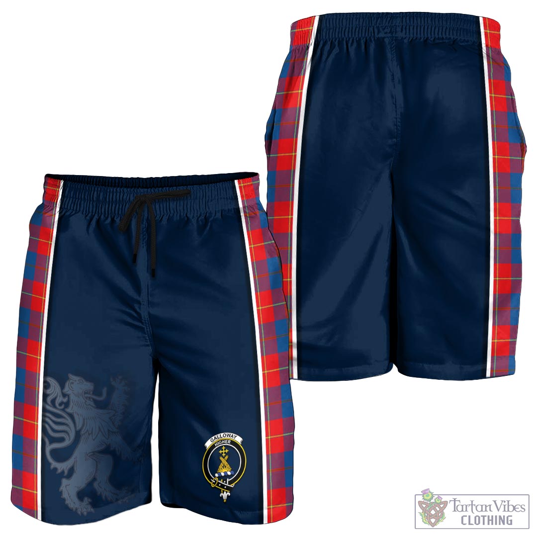 Tartan Vibes Clothing Galloway Red Tartan Men's Shorts with Family Crest and Lion Rampant Vibes Sport Style