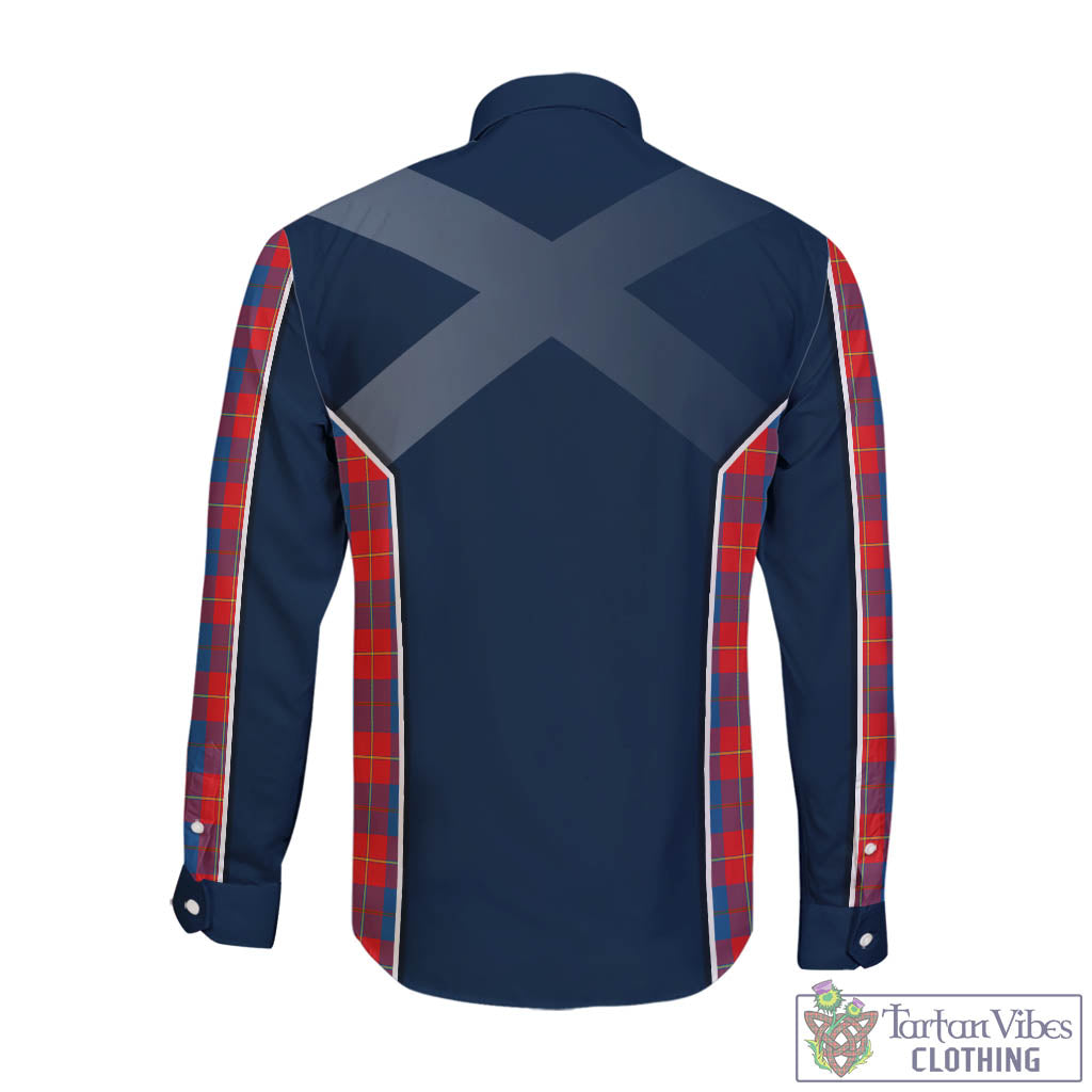 Tartan Vibes Clothing Galloway Red Tartan Long Sleeve Button Up Shirt with Family Crest and Scottish Thistle Vibes Sport Style