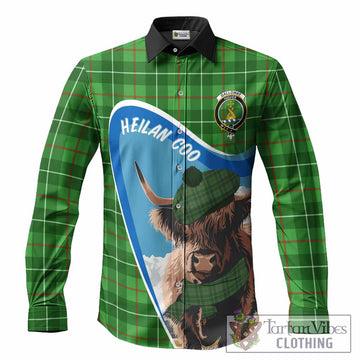 Galloway Scottish Heilan Coo Tartan Crest Long Sleeve Button Shirts