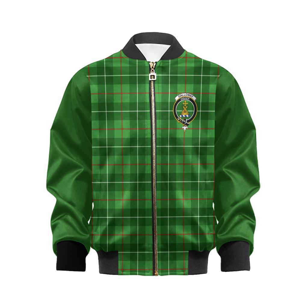 Galloway Tartan Accent Kid Bomber Jacket with Family Crest