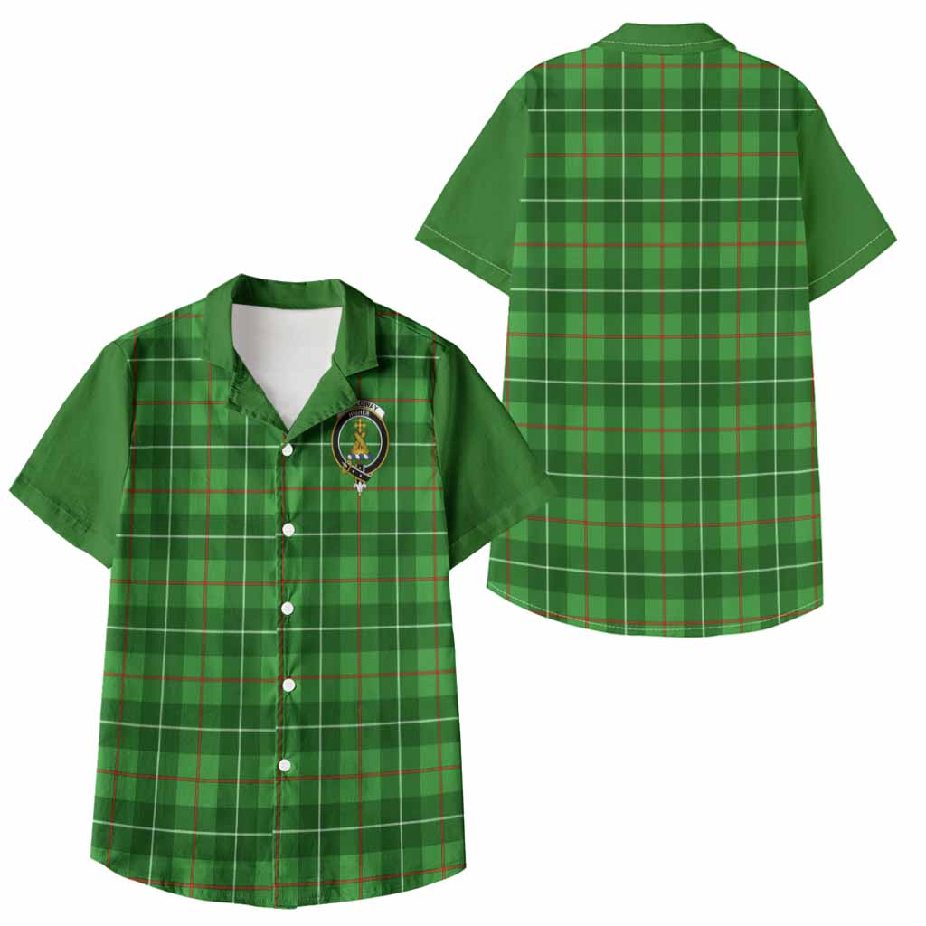 Galloway Tartan Accent Kid Hawaiian Shirt with Family Crest