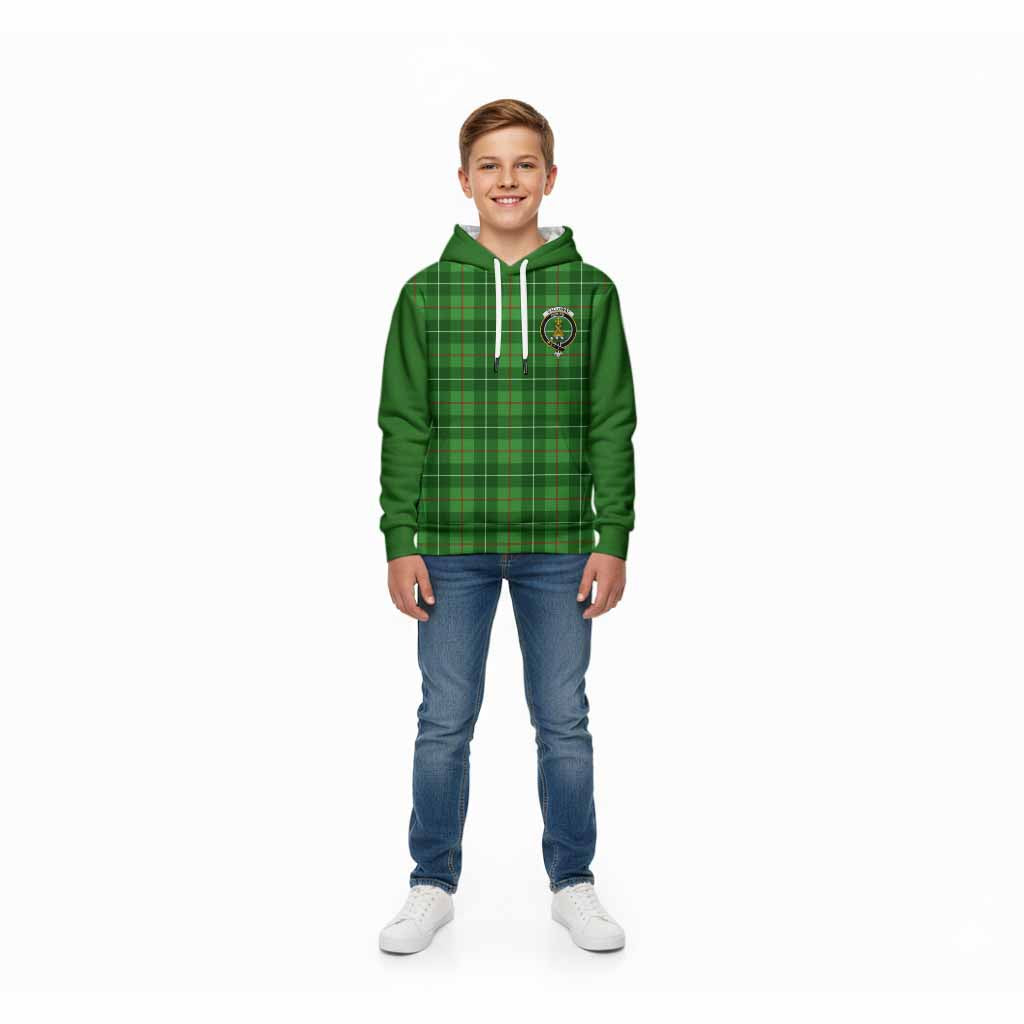 Galloway Tartan Accent Kid Hoodie with Family Crest