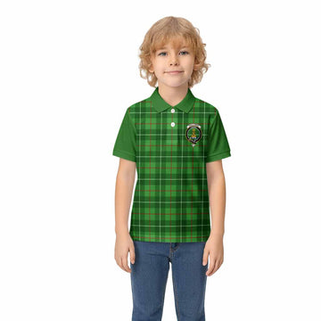 Galloway Tartan Accent Kid Polo Shirt with Family Crest