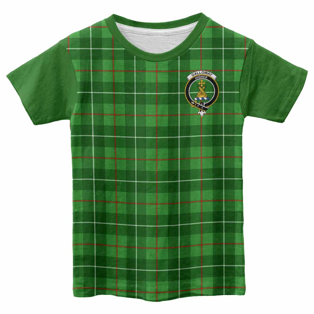 Galloway Tartan Accent Kid T-shirt with Family Crest