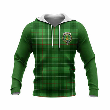Galloway Tartan Accent Knitted Hoodie with Family Crest