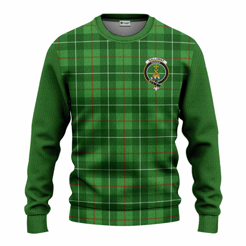 Galloway Tartan Accent Knitted Sweater with Family Crest