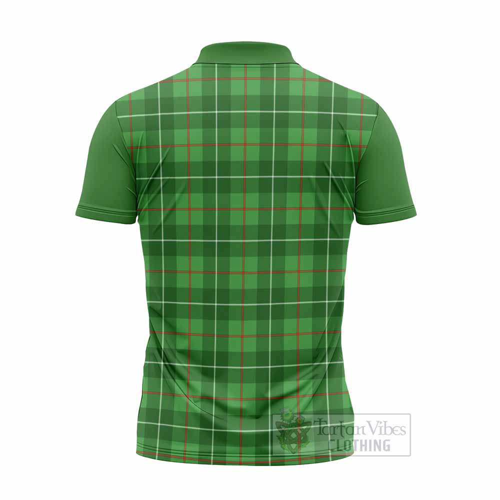 Galloway Tartan Accent Zipper Polo Shirt with Family Crest