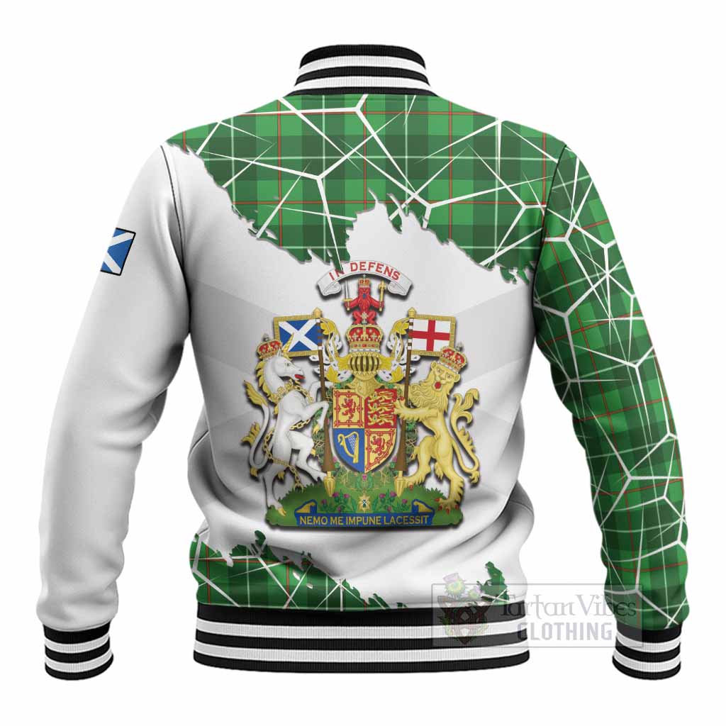 Galloway Tartan Baseball Jacket with Family Crest and Lion Rampant Grunge Style