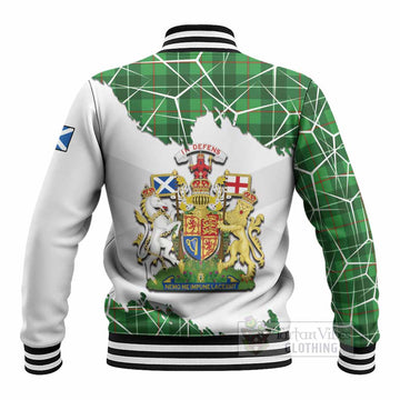 Galloway Tartan Baseball Jacket with Family Crest and Lion Rampant Grunge Style