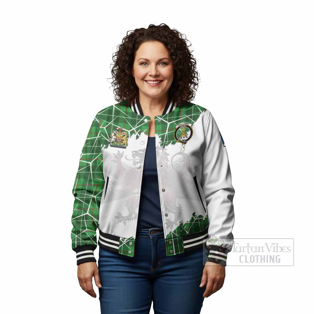 Galloway Tartan Baseball Jacket with Family Crest and Lion Rampant Grunge Style