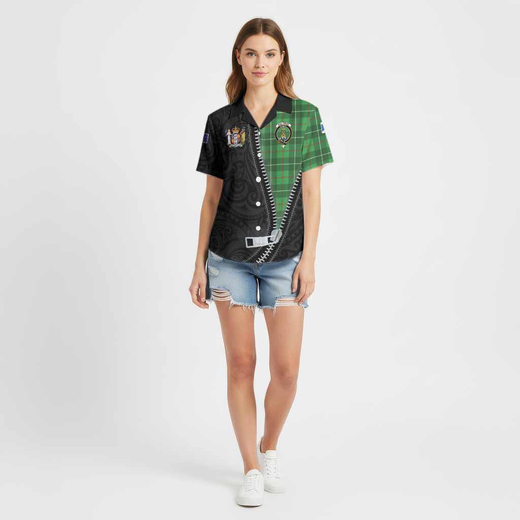Galloway Tartan Cotton Hawaiian Shirt New Zealand Pattern Unique Zipper Stylized