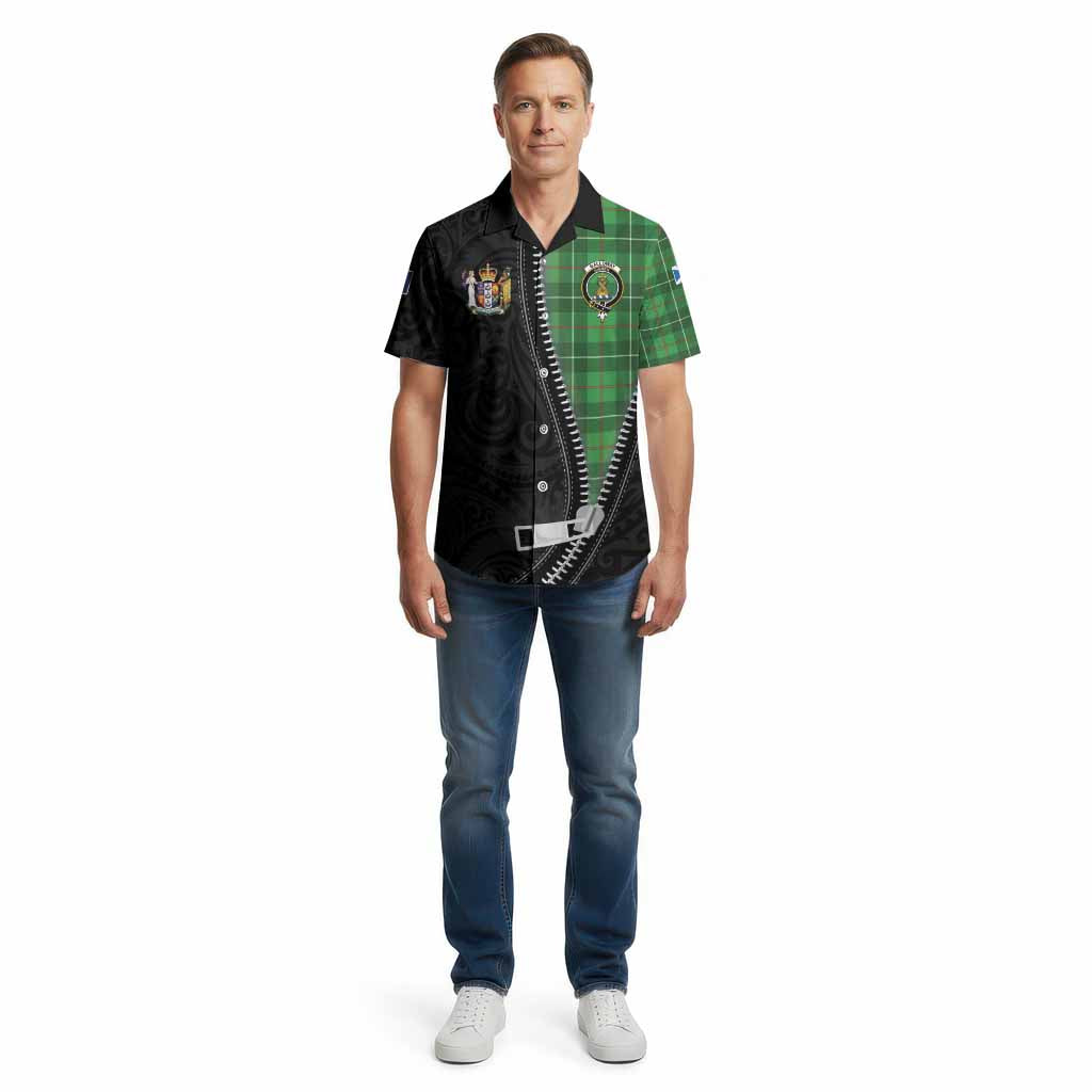 Galloway Tartan Cotton Hawaiian Shirt New Zealand Pattern Unique Zipper Stylized