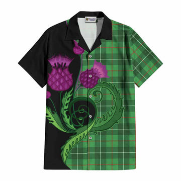 Galloway Tartan Cotton Hawaiian Shirt Traditional Scottish Thistle