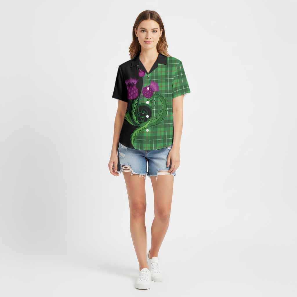 Galloway Tartan Cotton Hawaiian Shirt Traditional Scottish Thistle